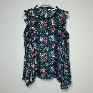 RO & DE Cold Shoulder Floral Print Blouse Size S Bell Sleeves